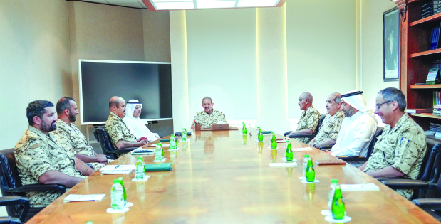 BDF Commander-in-Chief Field Marshal Shaikh Khalifa bin Ahmed Al Khalifa met senior BDF officers. Defence Affairs Minister Lieutenant General Abdulla Al Nuaimi, BDF Chief of Staff Lieutenant General Theyab bin Saqr Al Nuaimi and Adviser for Financial and Technical Affairs at the BDF General Command Shaikh Mohammed bin Khalifa Al Khalifa were present. The Commander-in-Chief was briefed on the BDF’s ongoing development and modernisation efforts. He emphasised that under the leadership of His Majesty King Hamad, Supreme Commander of the Armed Forces, and with the support of His Royal Highness Prince Salman bin Hamad Al Khalifa, Crown Prince, Deputy Supreme Commander of the Armed Forces and Prime Minister, the BDF is witnessing further development and modernisation through advanced training programmes and preparation plans. The BDF maintains high efficiency and readiness by equipping all units with the latest weapons and defence systems, ensuring it remains a strong shield for the country’s achievements and capabilities.